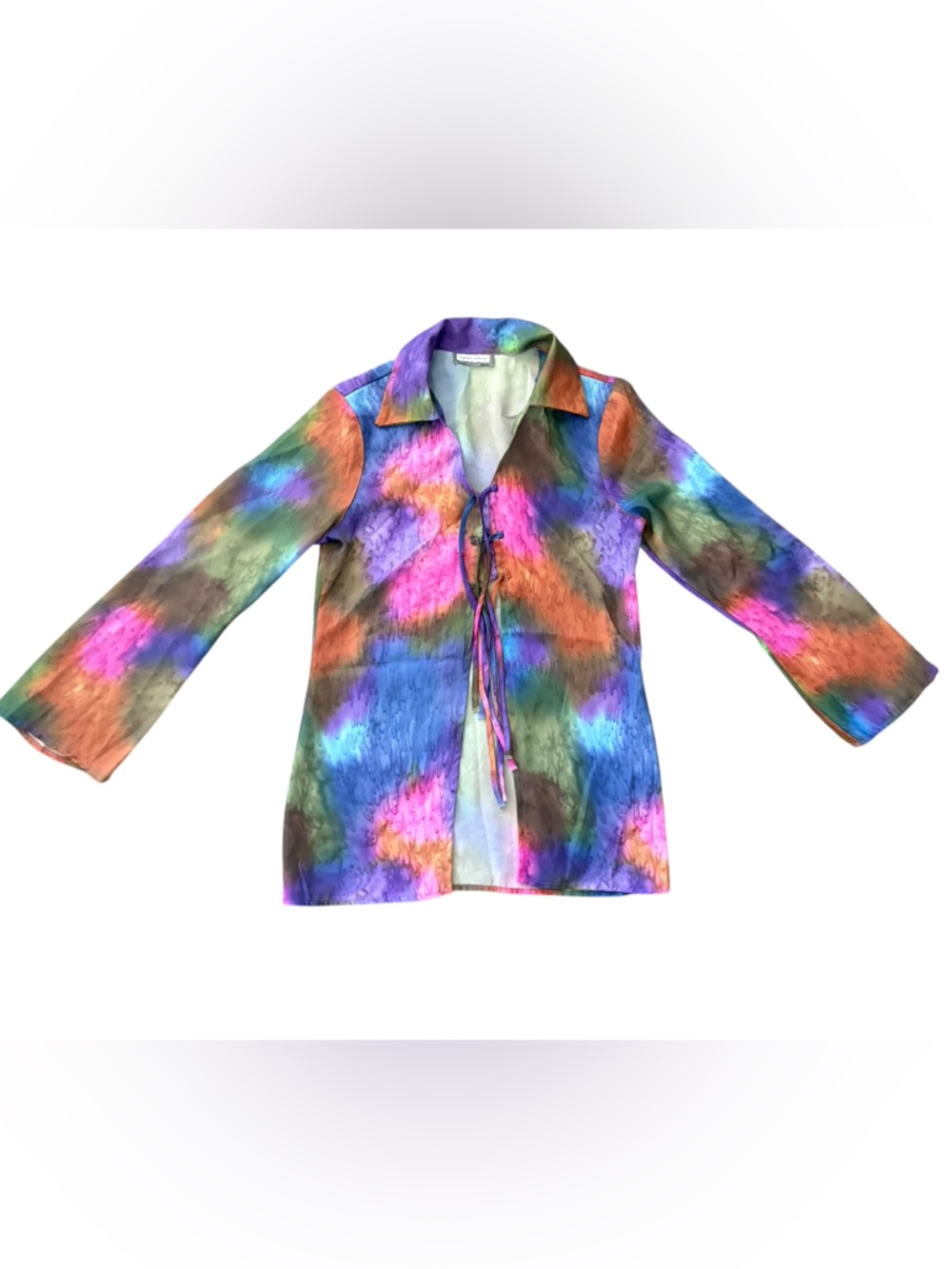 Vibrant Multicolor Tie-Dye Long Sleeve Tie Shirt